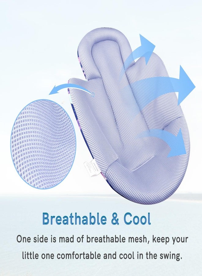 TANOFAR Infant Insert, Newborn Head & Body Support Insert Cushion for Newborn to Toddler, Compatible with 4Moms MamaRoo and RockaRoo Swing, Reversible Design, Soft Breathable, Purple Flower - Image 5